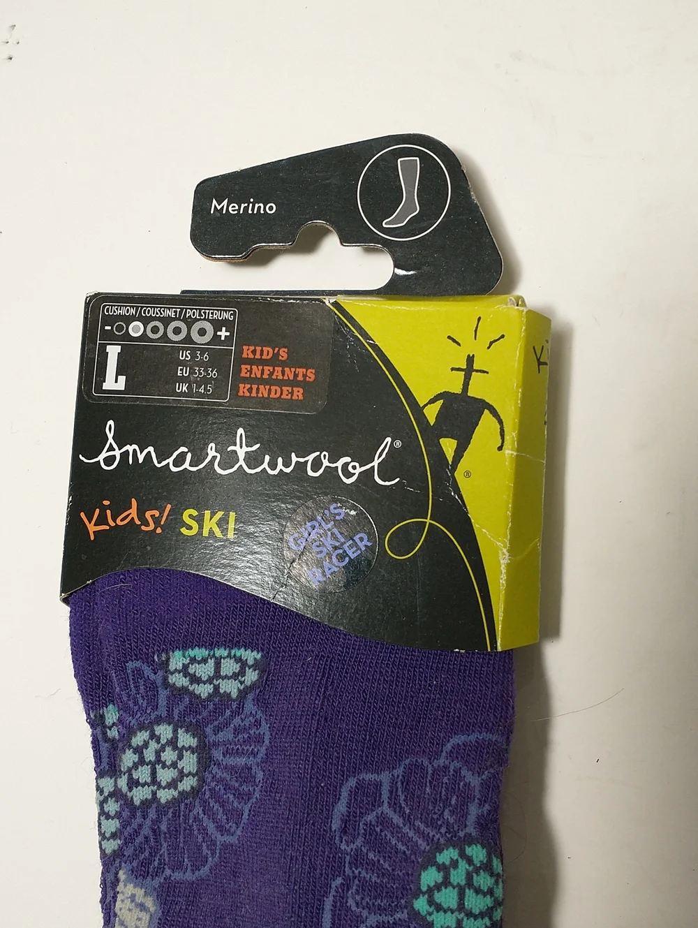 SmartWool Girls Ski Racer Merino Wool Socks, Size L, US (3-6), Purple, Winter